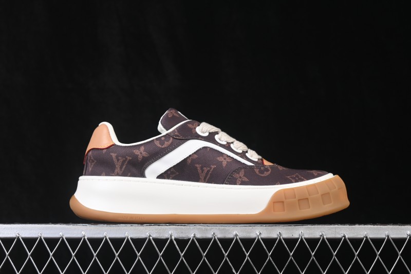 Louis Vuitton Tilted Sneakers Low 2026SS Lace-Up Low-Top Casual Shoes - Coffee