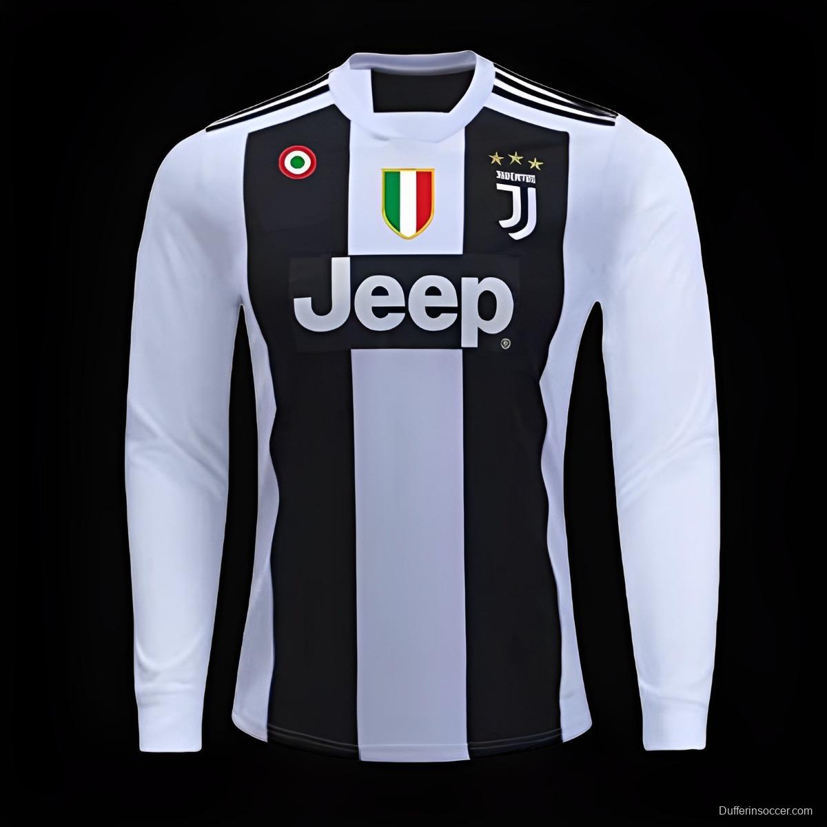 Player Version Retro 18/19 Juventus Home Long Sleeve Jersey