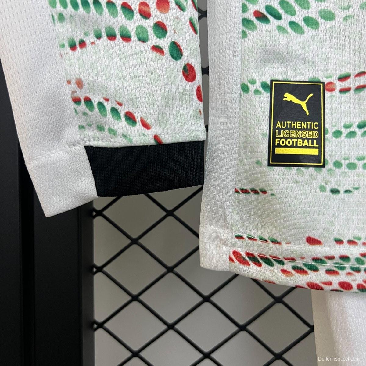 2025 Kids Portugal Away White Long Sleeve Jersey