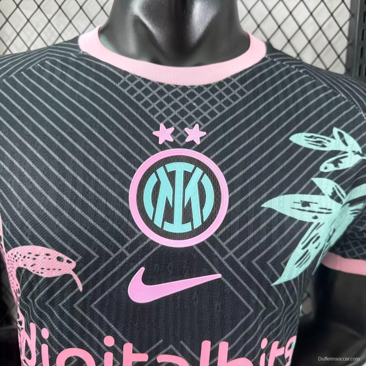 Player Version 25/26 Inter Milan Black with Snake and Floral Pattern Jersey