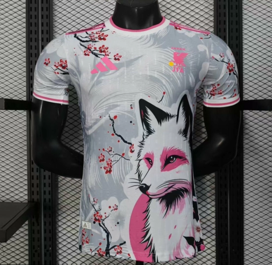 Player Version 2025 Japan White with Fox and Cherry Blossom Pattern Jersey