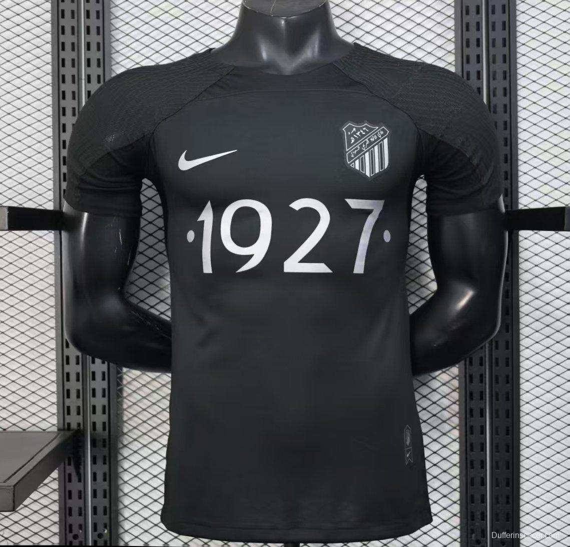 Player Version 25/26 Al-Ahli Black Champion Jersey With Silver Sponsor