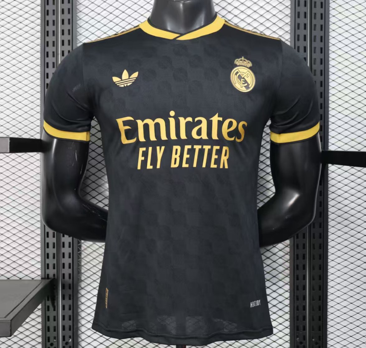 Player Version 25/26 Real Madrid Black with Gold Trim Jersey