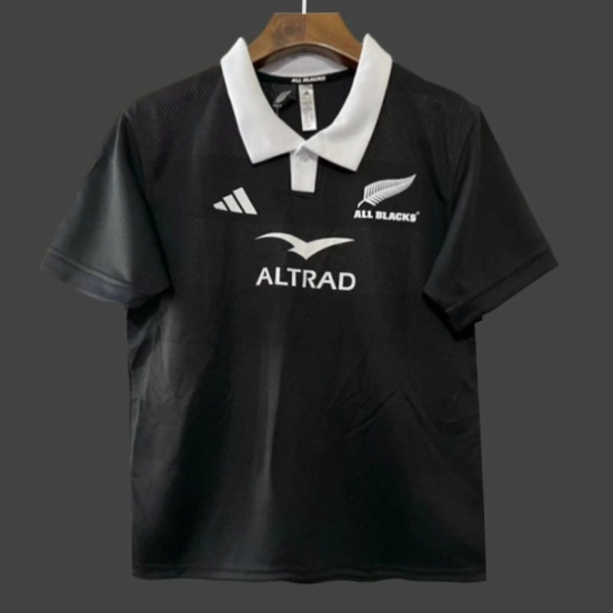 2026 New Zealand All Blacks Black with White Collar Jersey