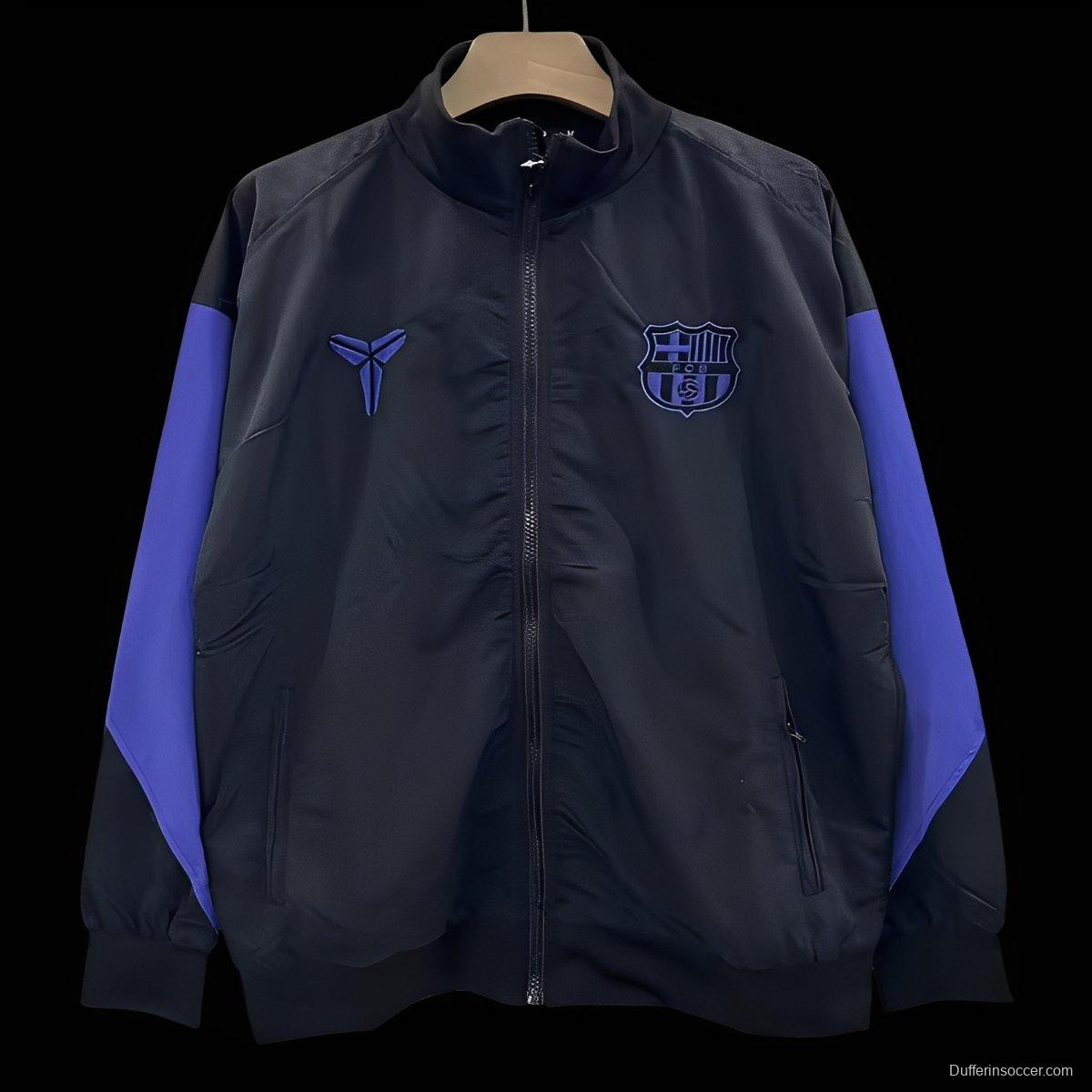25/26 Barcelona Black with Purple Stripe Windbreaker