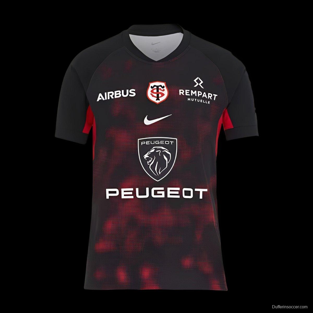 24/25 Stade Toulousain Black with Red Digital Camo Pattern Home Jersey