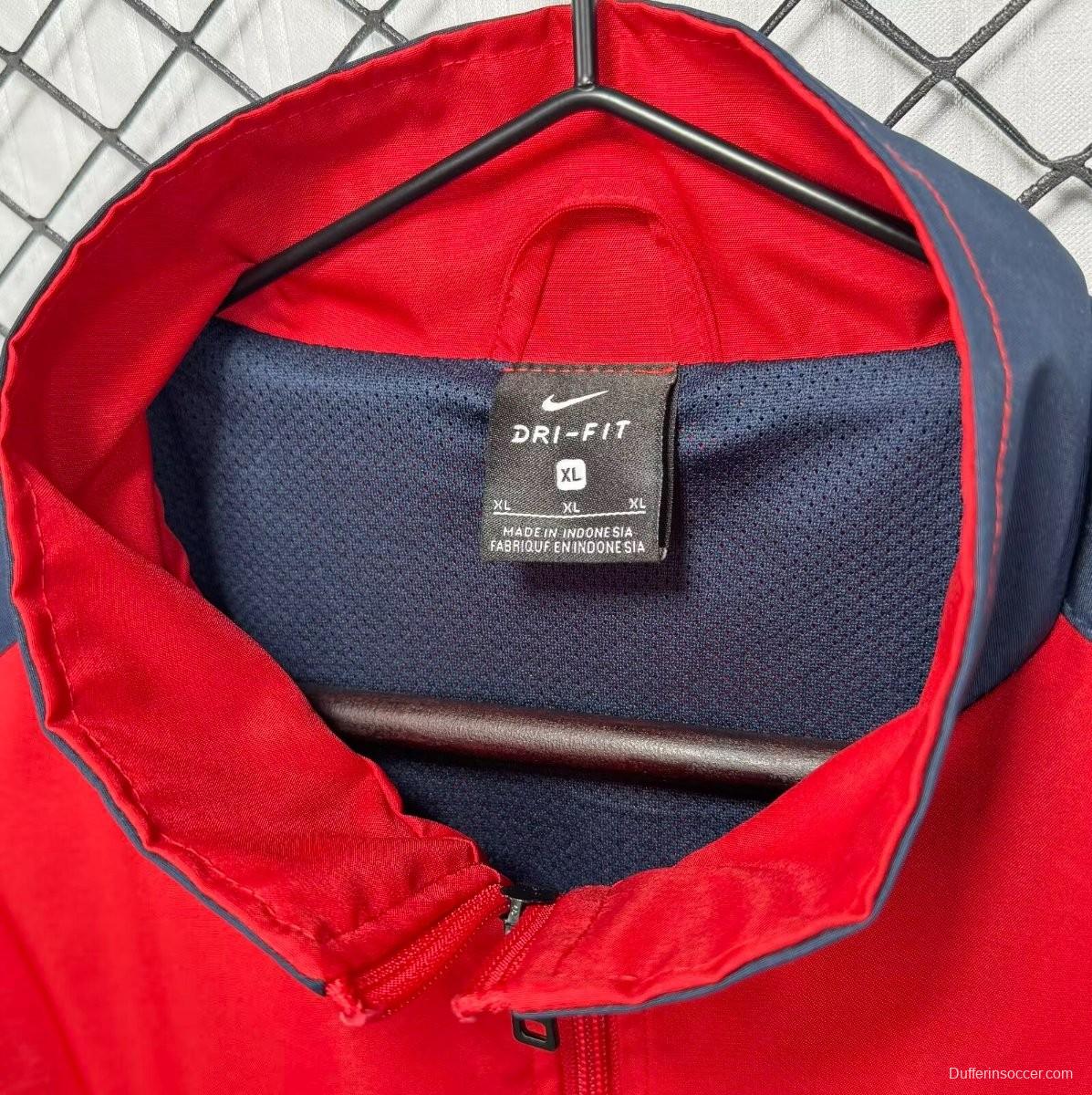 Retro 98/00 Barcelona Home Red Full Zipper Windbreaker