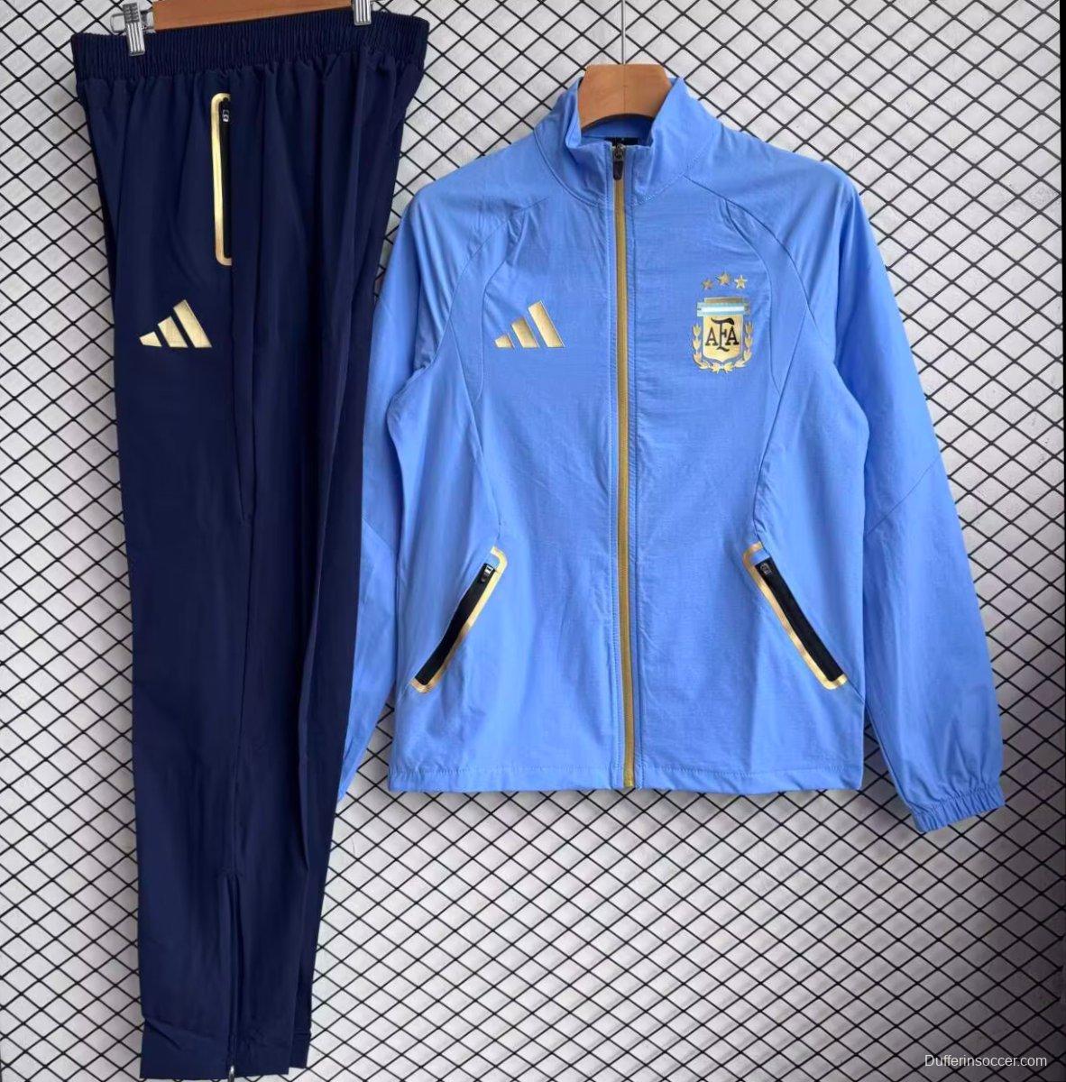 25/26 Argentina Sky Blue Full zipper Jacket Tracksuit+ long pants