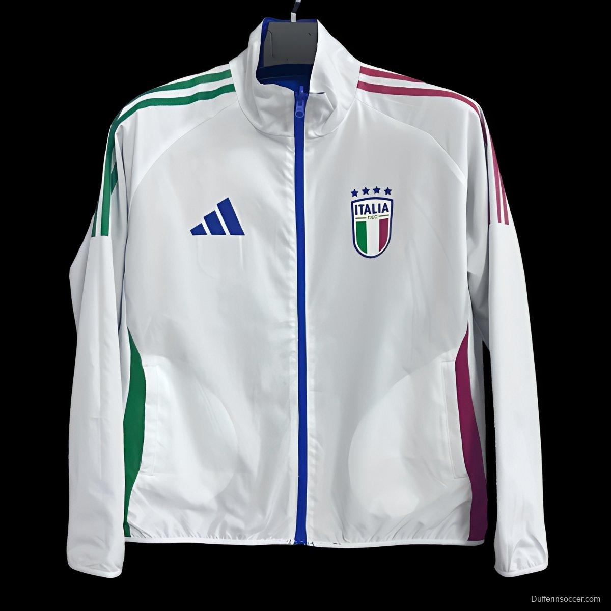 2026 Italy White Full Zipper Windbreaker