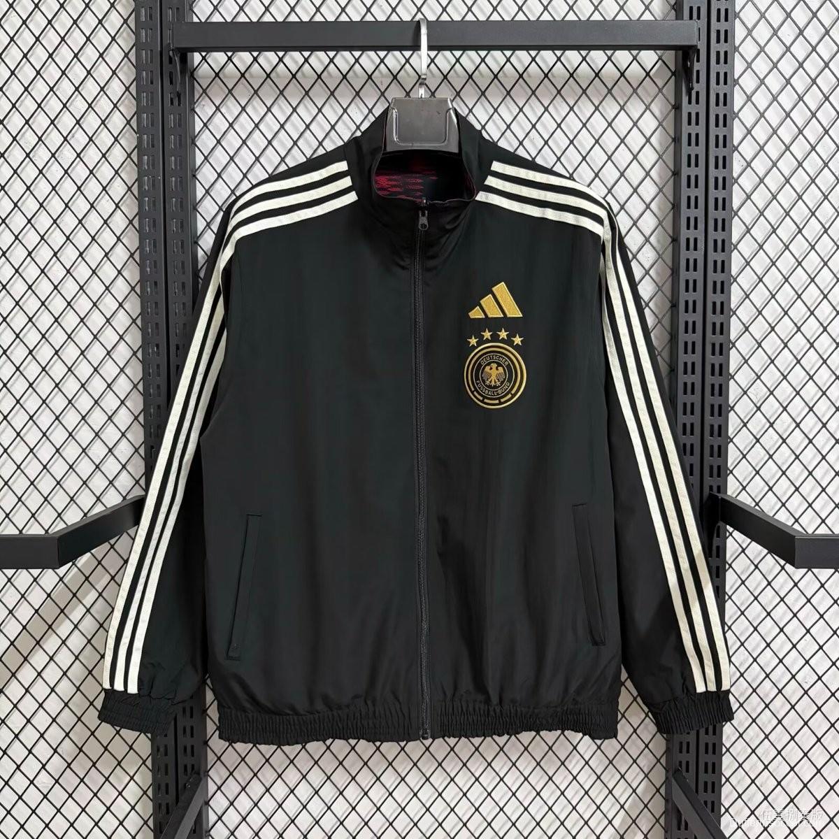 2026 Germany Black Full Zipper Windbreaker
