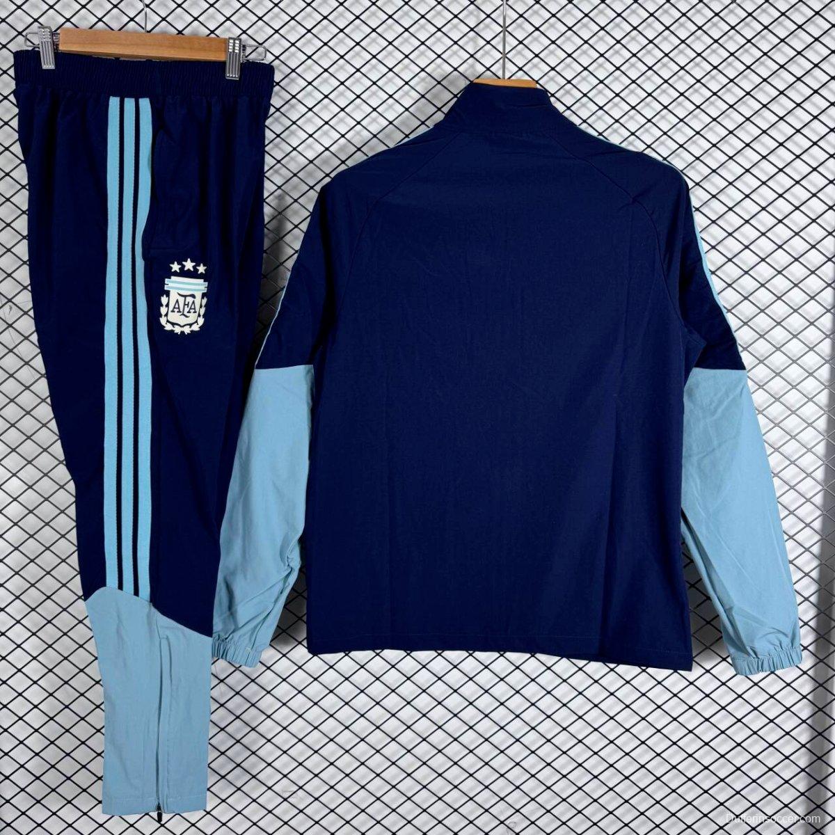 2026 Argentina Navy Full Zipper Windbreaker + Long Pants