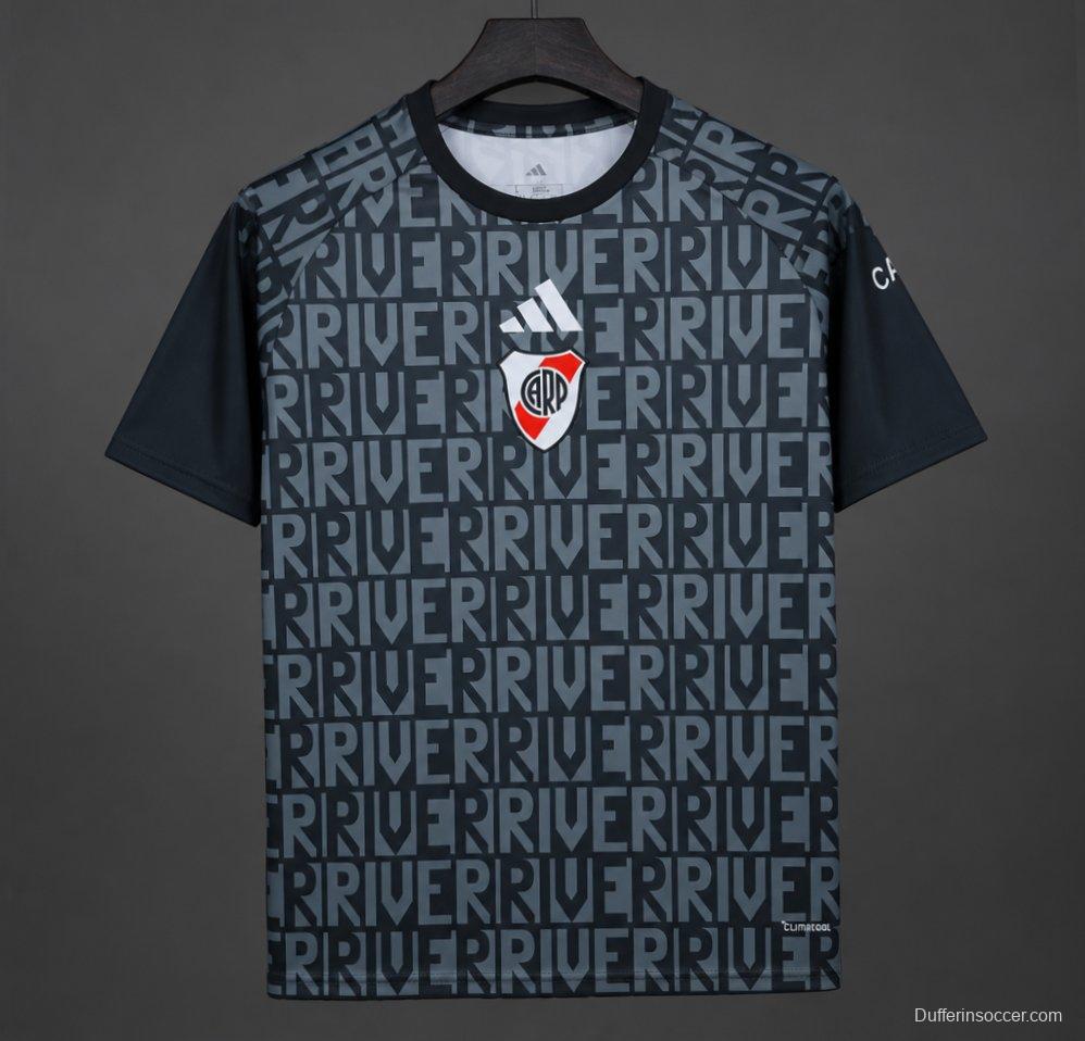26/27 River Plate Pre-match Jersey With  Text "RIVER" Repeated Pattern